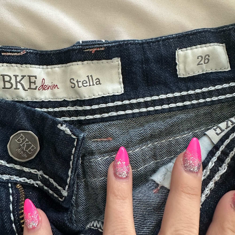 BKE Dark Indigo Distressed Denim Cutoff Shorts - Picture 3 of 3